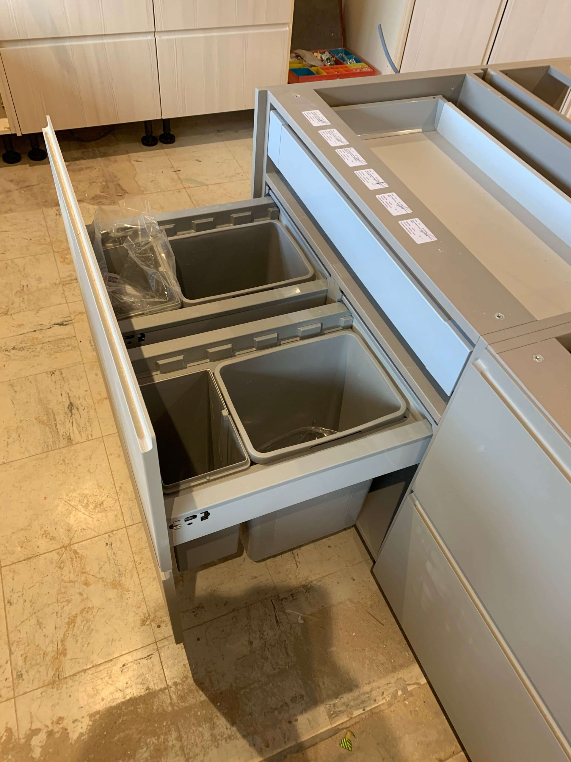 Twin Waste/Recycle Drawers Fitted